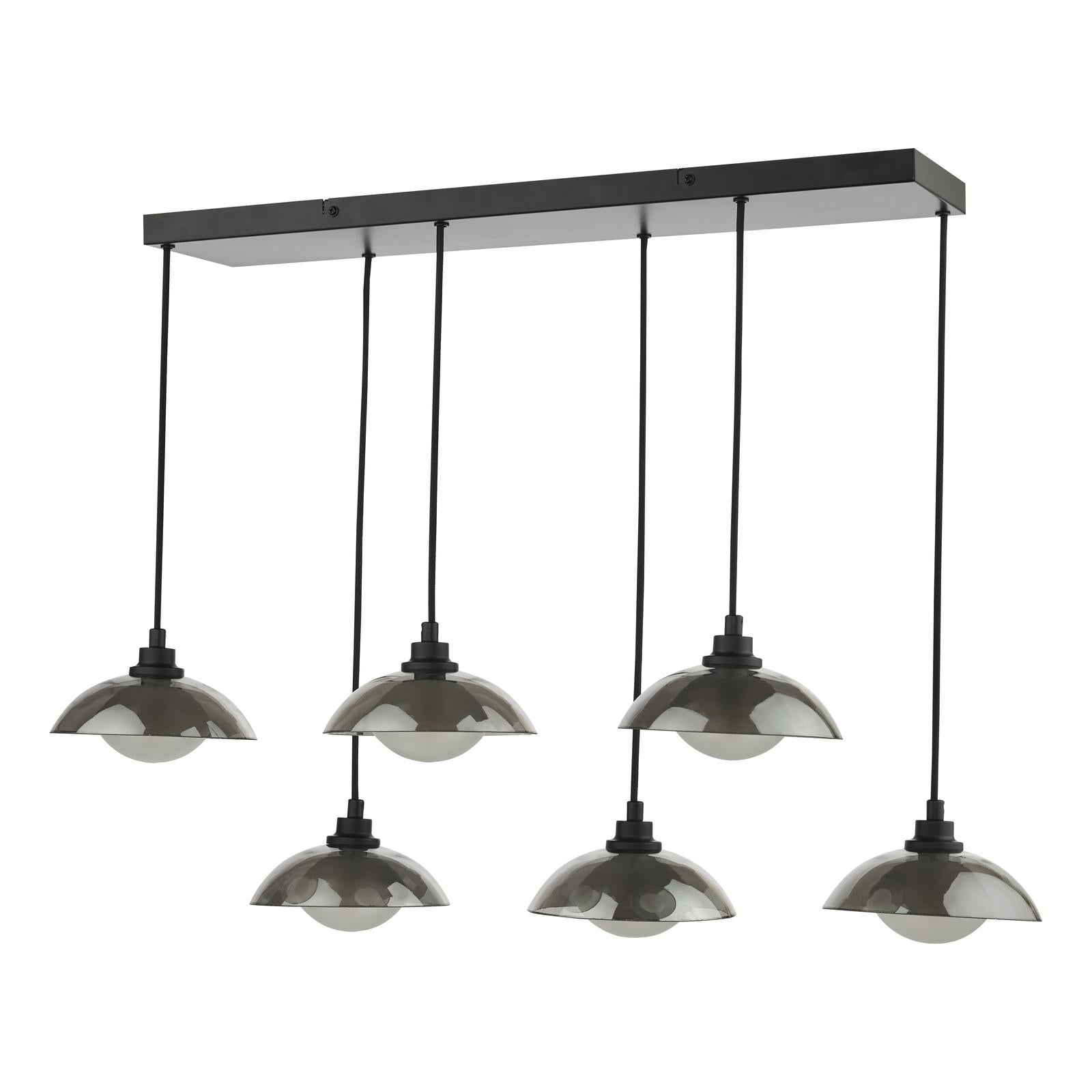 KAD6422 Kadience 6 Light Bar Pendant Satin Black and Smoked Glass
