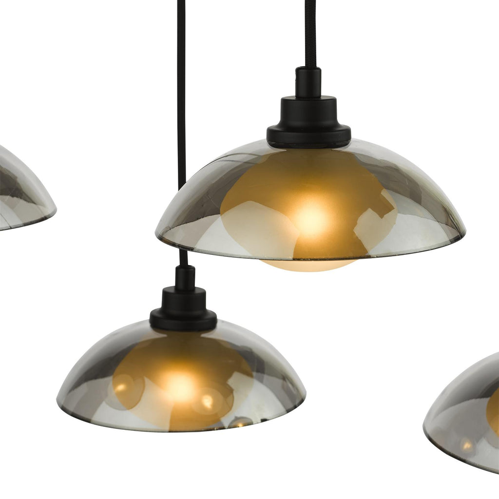 KAD6422 Kadience 6 Light Bar Pendant Satin Black and Smoked Glass