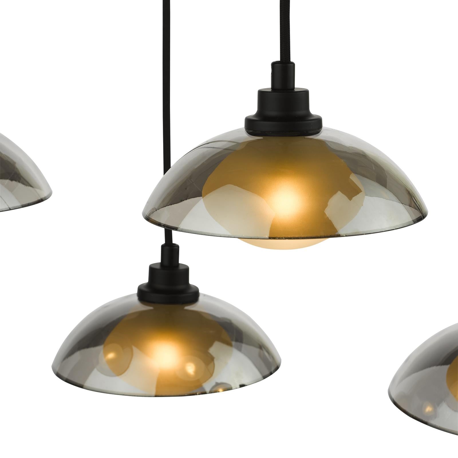 KAD6422 Kadience 6 Light Bar Pendant Satin Black and Smoked Glass