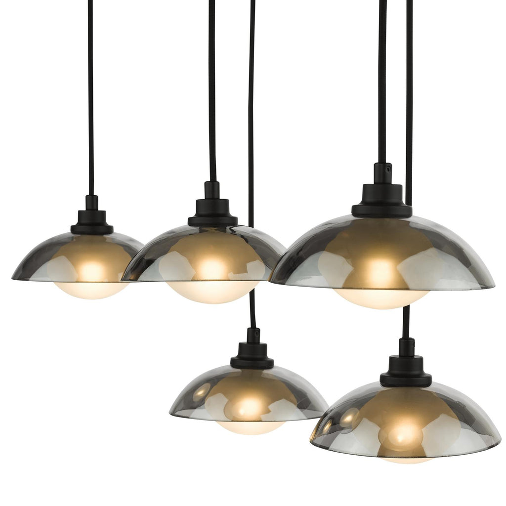 KAD6422 Kadience 6 Light Bar Pendant Satin Black and Smoked Glass