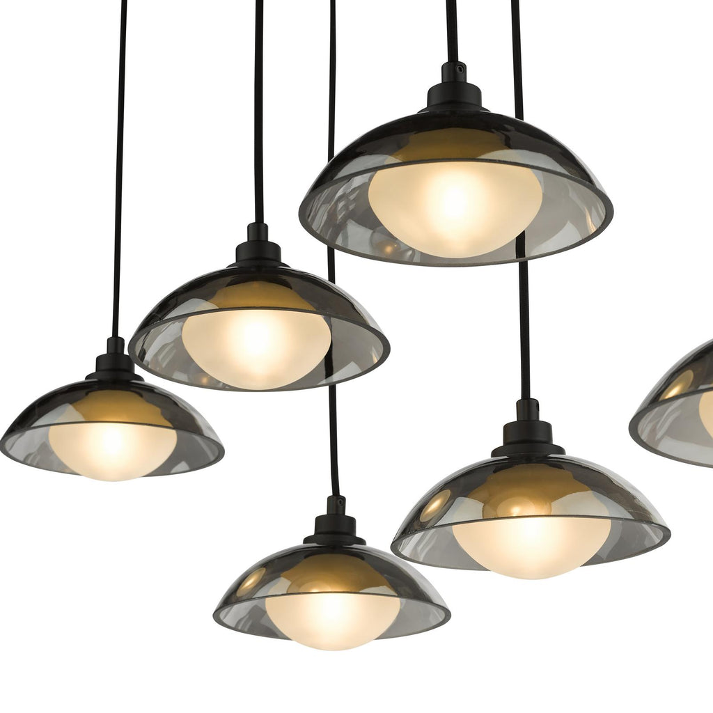 KAD6422 Kadience 6 Light Bar Pendant Satin Black and Smoked Glass