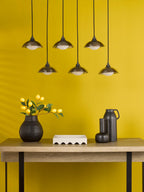 KAD6422 Kadience 6 Light Bar Pendant Satin Black and Smoked Glass