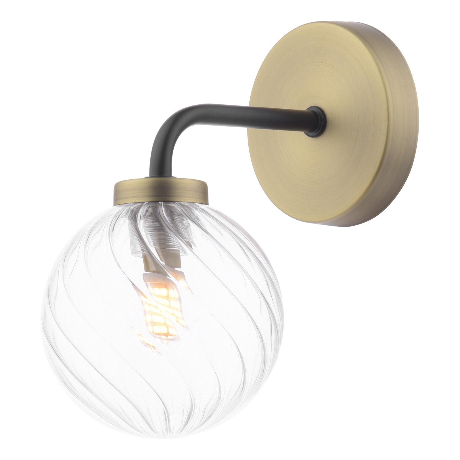 LAI0754-03 Lainey Wall Light Matt Black and Antique Brass With Twisted Glass