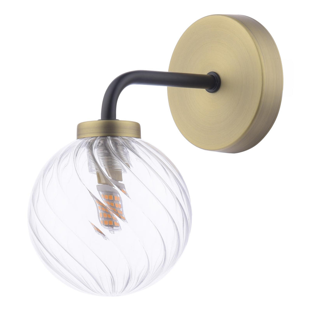 LAI0754-03 Lainey Wall Light Matt Black and Antique Brass With Twisted Glass