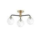 LAI5354-03 Lainey 3 Light Semi-Flush Matt Black and Antique Brass With Twisted Glass