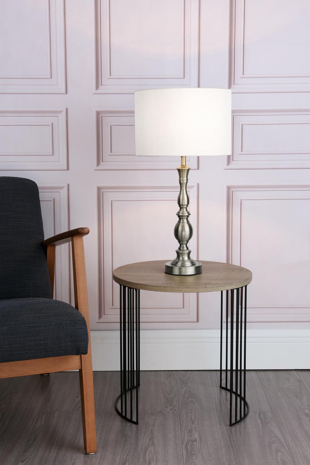 MAD4246 Madrid Table Lamp Satin Chrome With Shade