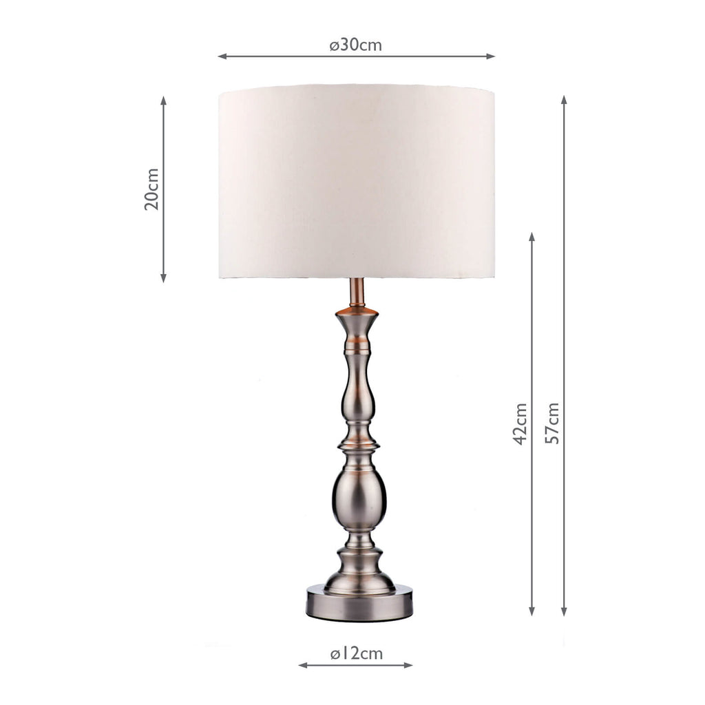 MAD4246 Madrid Table Lamp Satin Chrome With Shade