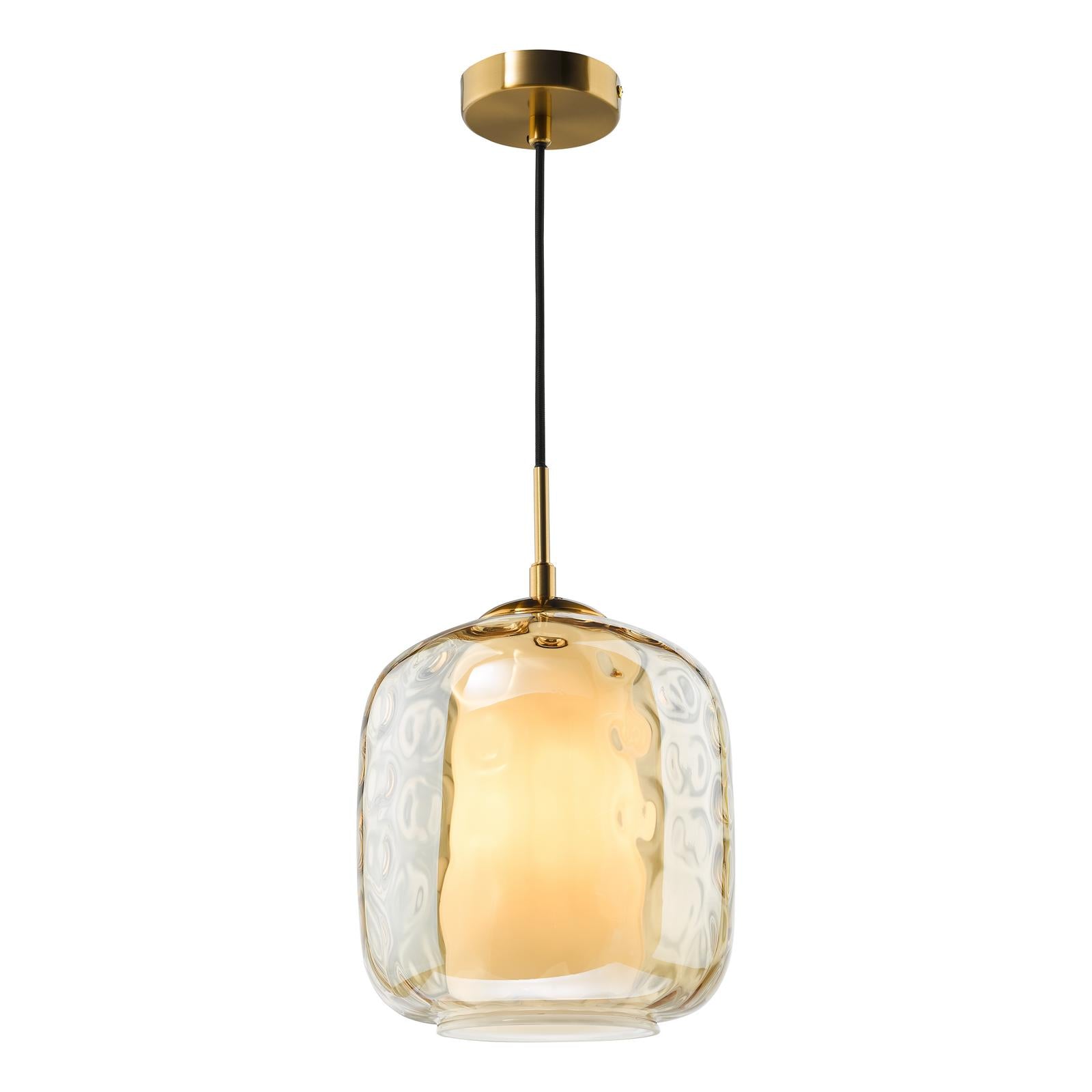 MAJ0145 Majella Pendant Aged Brass and Champagne Glass
