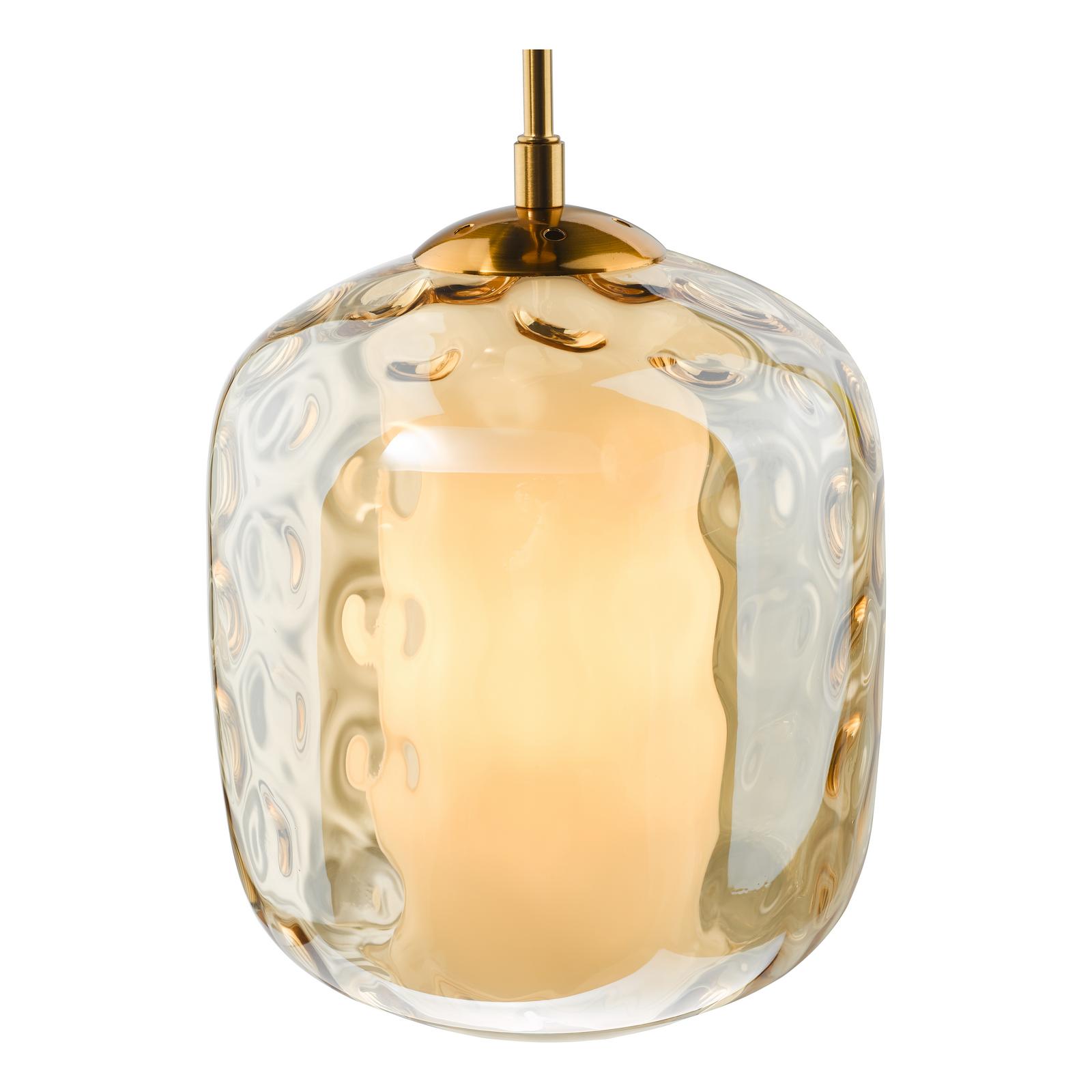 MAJ0145 Majella Pendant Aged Brass and Champagne Glass