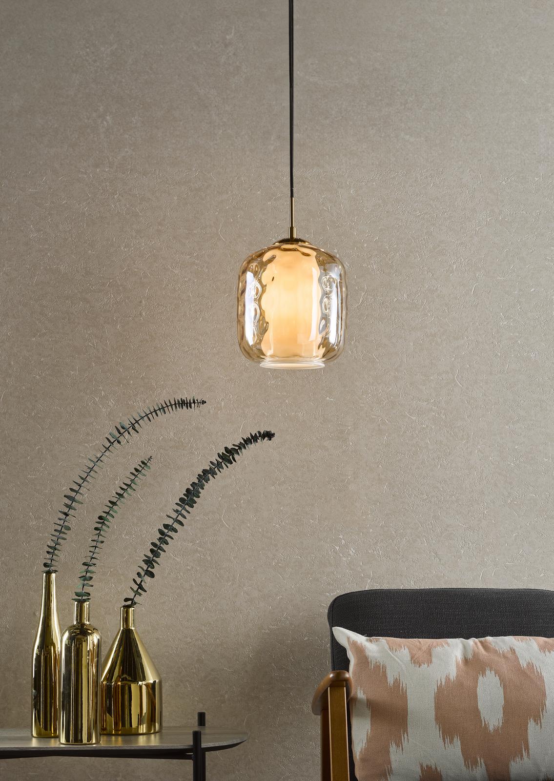 MAJ0145 Majella Pendant Aged Brass and Champagne Glass