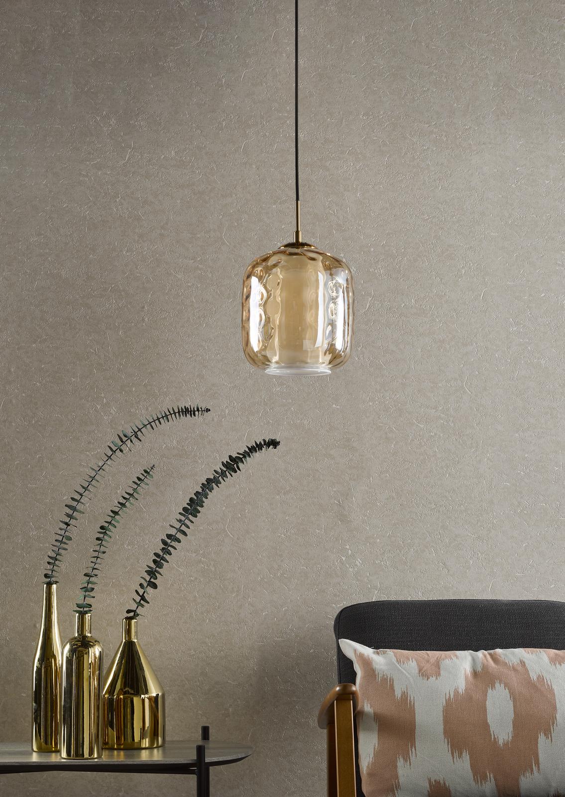 MAJ0145 Majella Pendant Aged Brass and Champagne Glass
