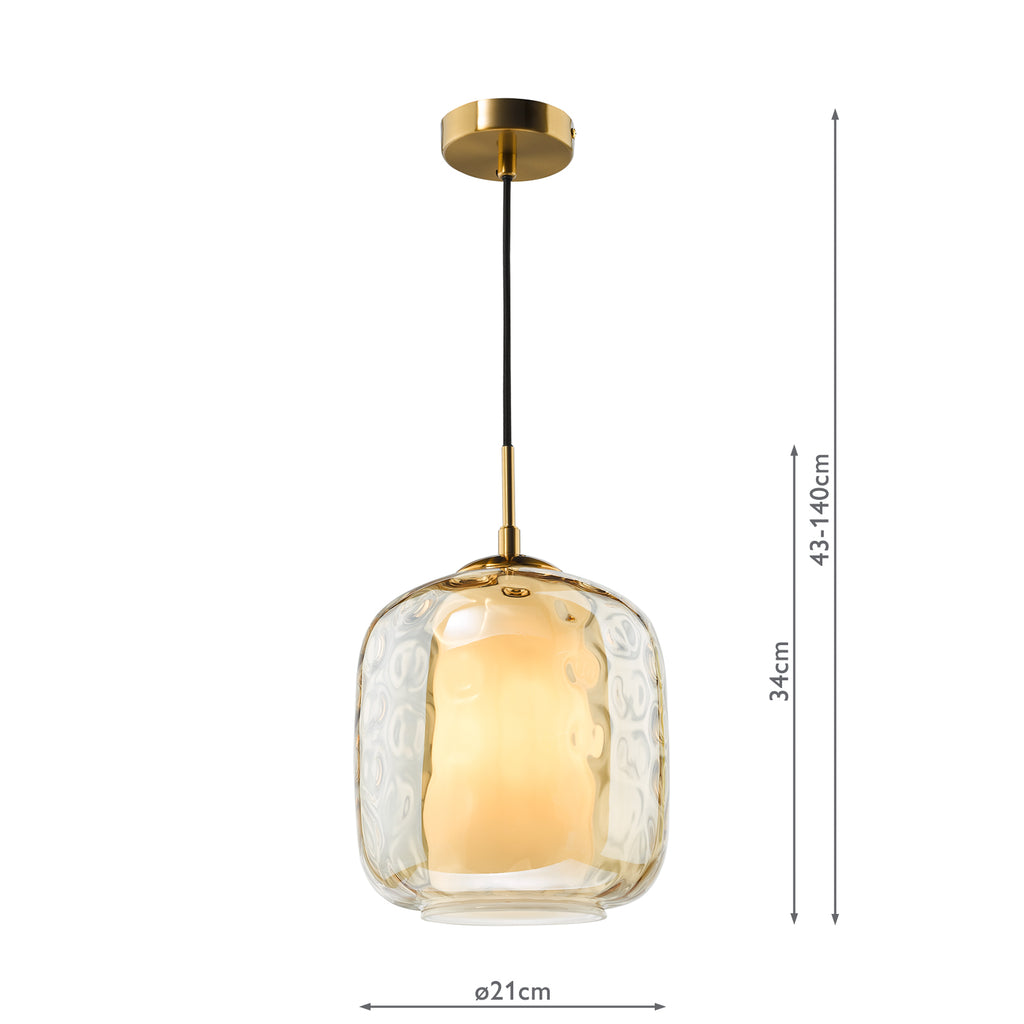 MAJ0145 Majella Pendant Aged Brass and Champagne Glass