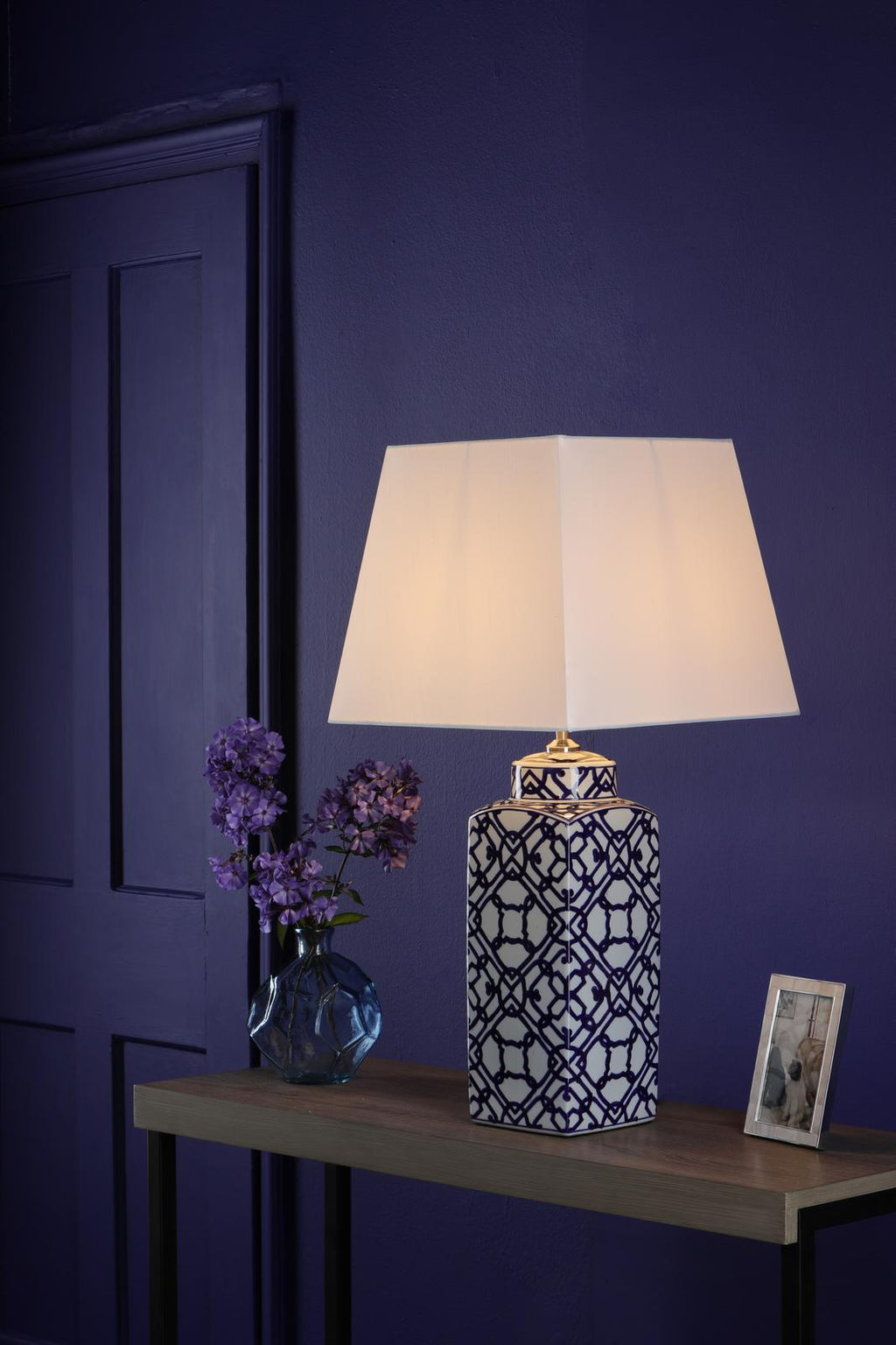 MYS4223-S1101 Mystic Table Lamp Blue Ceramic With Shade