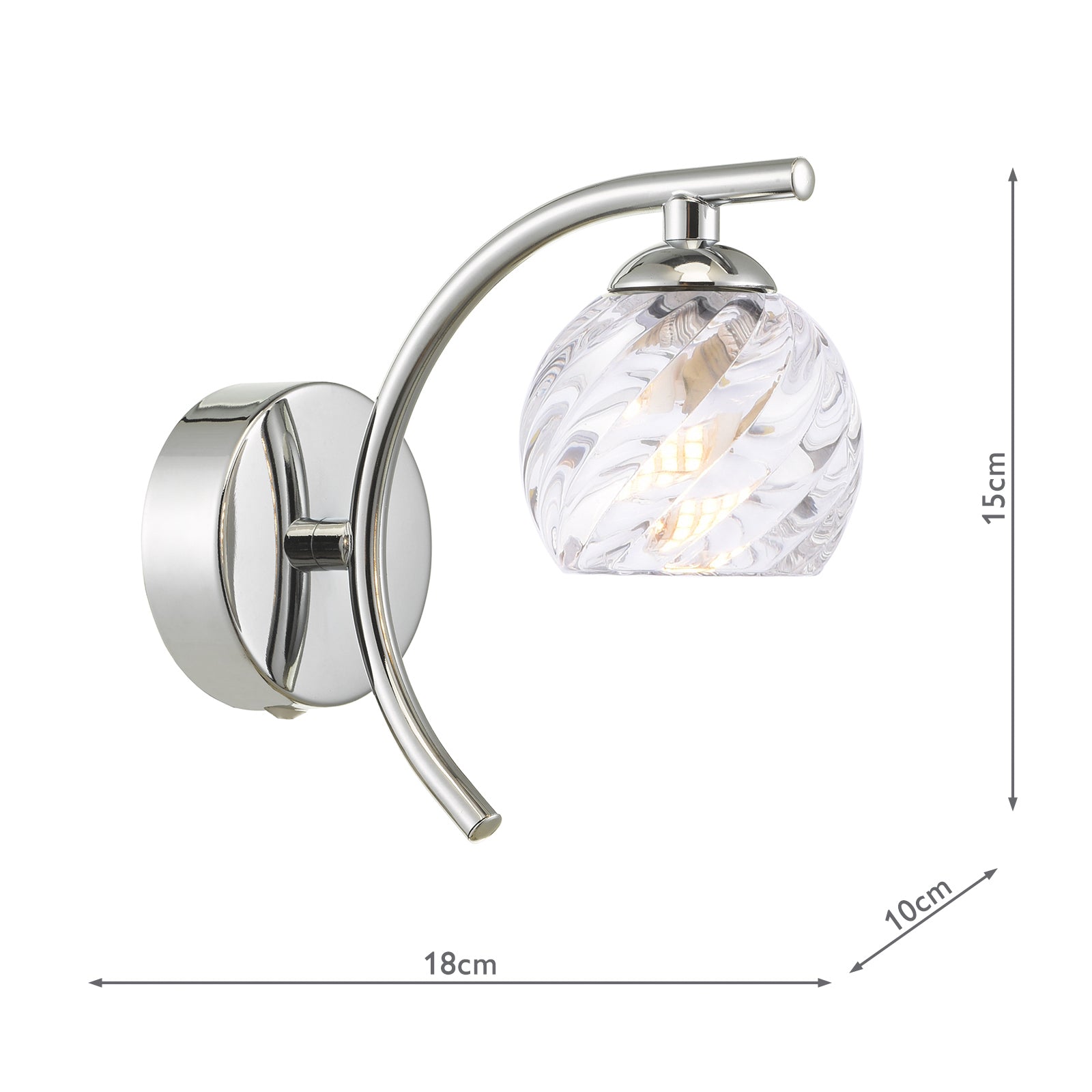 NAK0750-05 Nakita Wall Light Polished Chrome With Twisted Open Glass