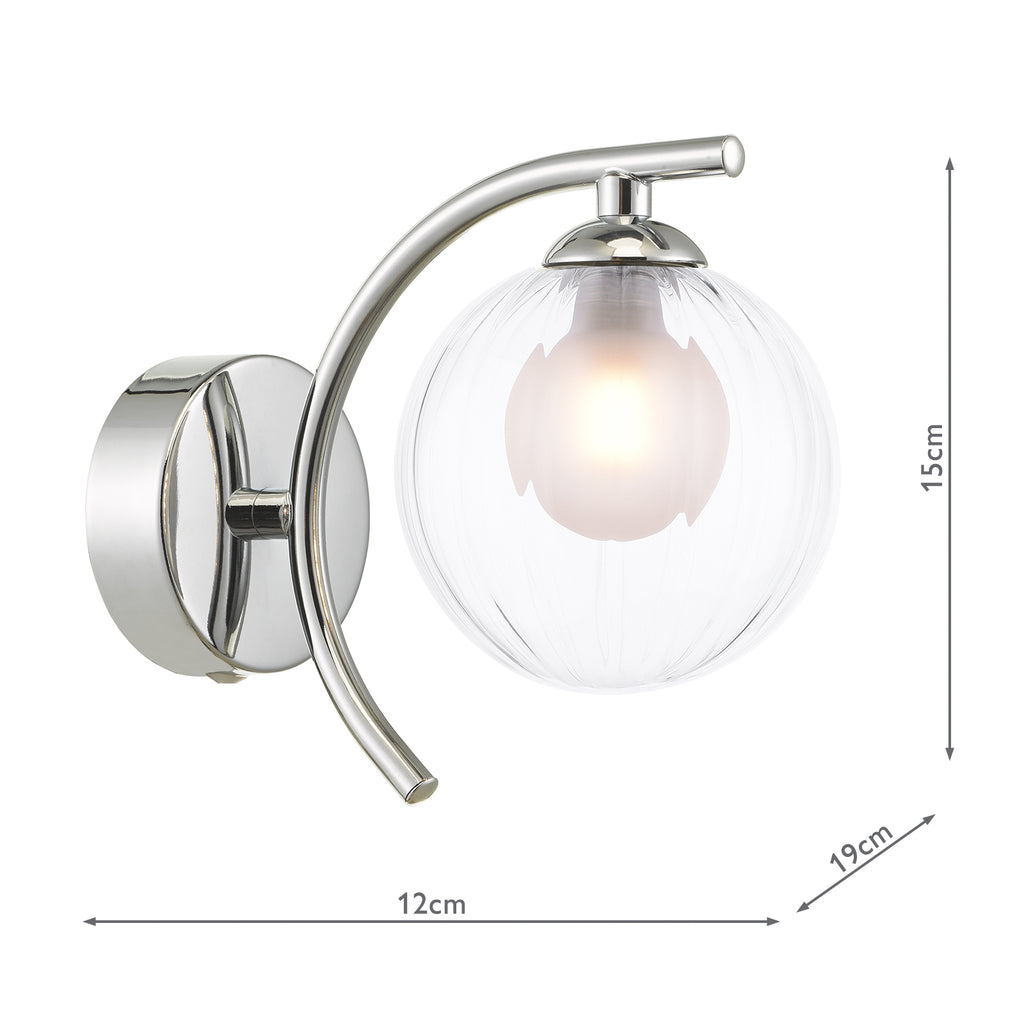 NAK0750-20 Nakita Wall Light Polished Chrome With Clear/Opal Glass