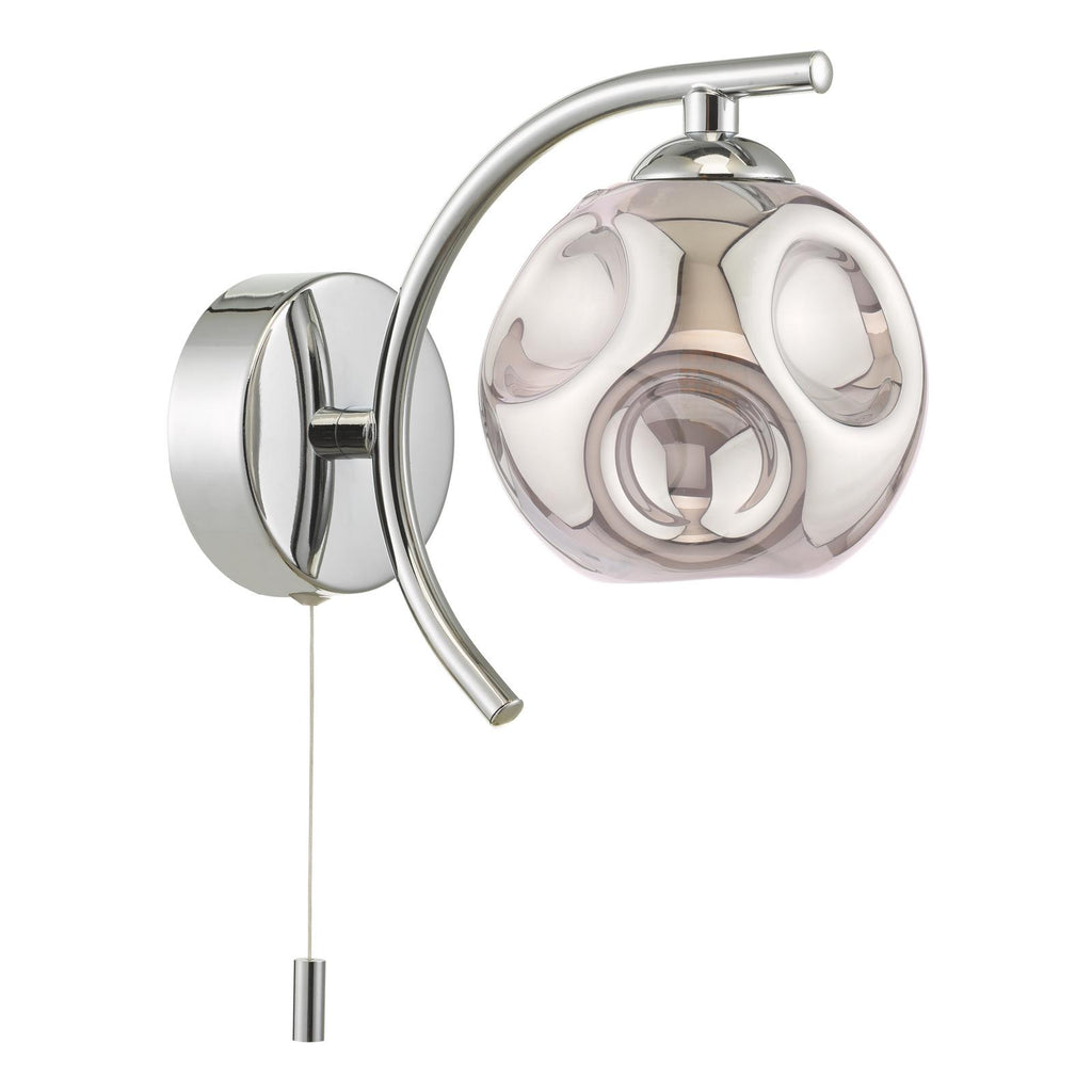 NAK0750-28 Nakita Wall Light Polished Chrome With Closed Organic Smoked Glass