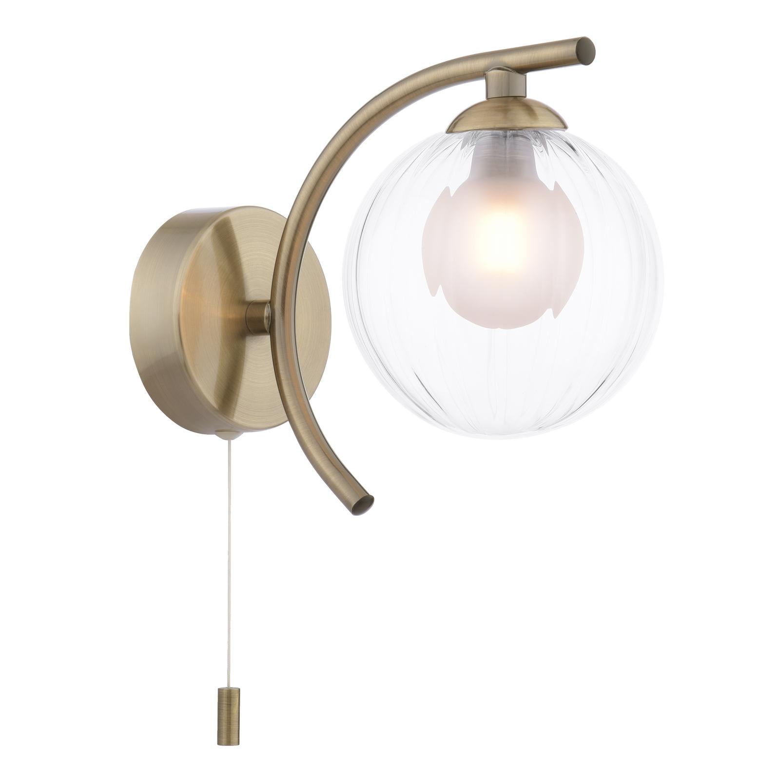 NAK0775-20 Nakita Wall Light Antique Brass With Clear/Opal Glass