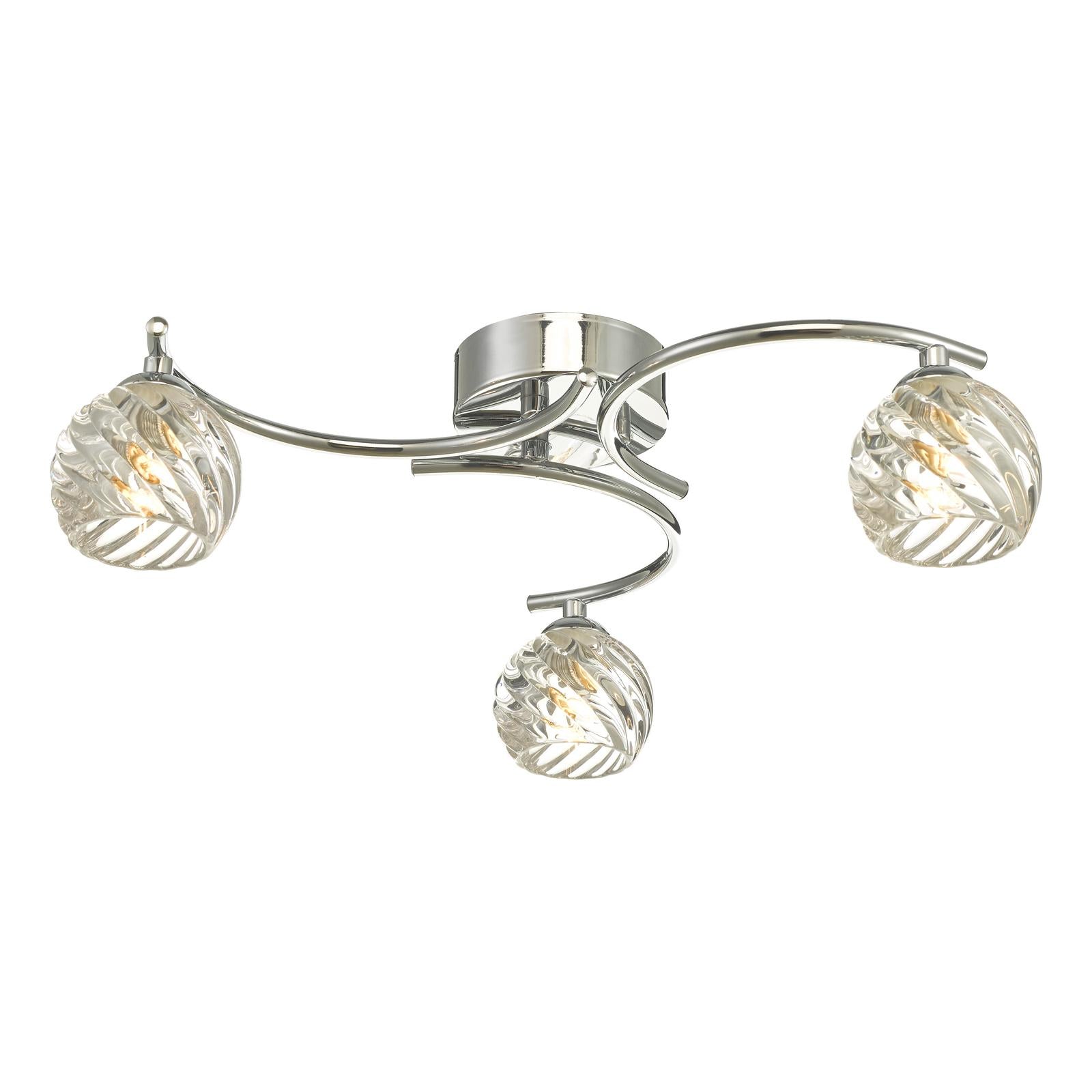 NAK5350-05 Nakita 3 Light Semi Flush Polished Chrome With Twisted Open Glass