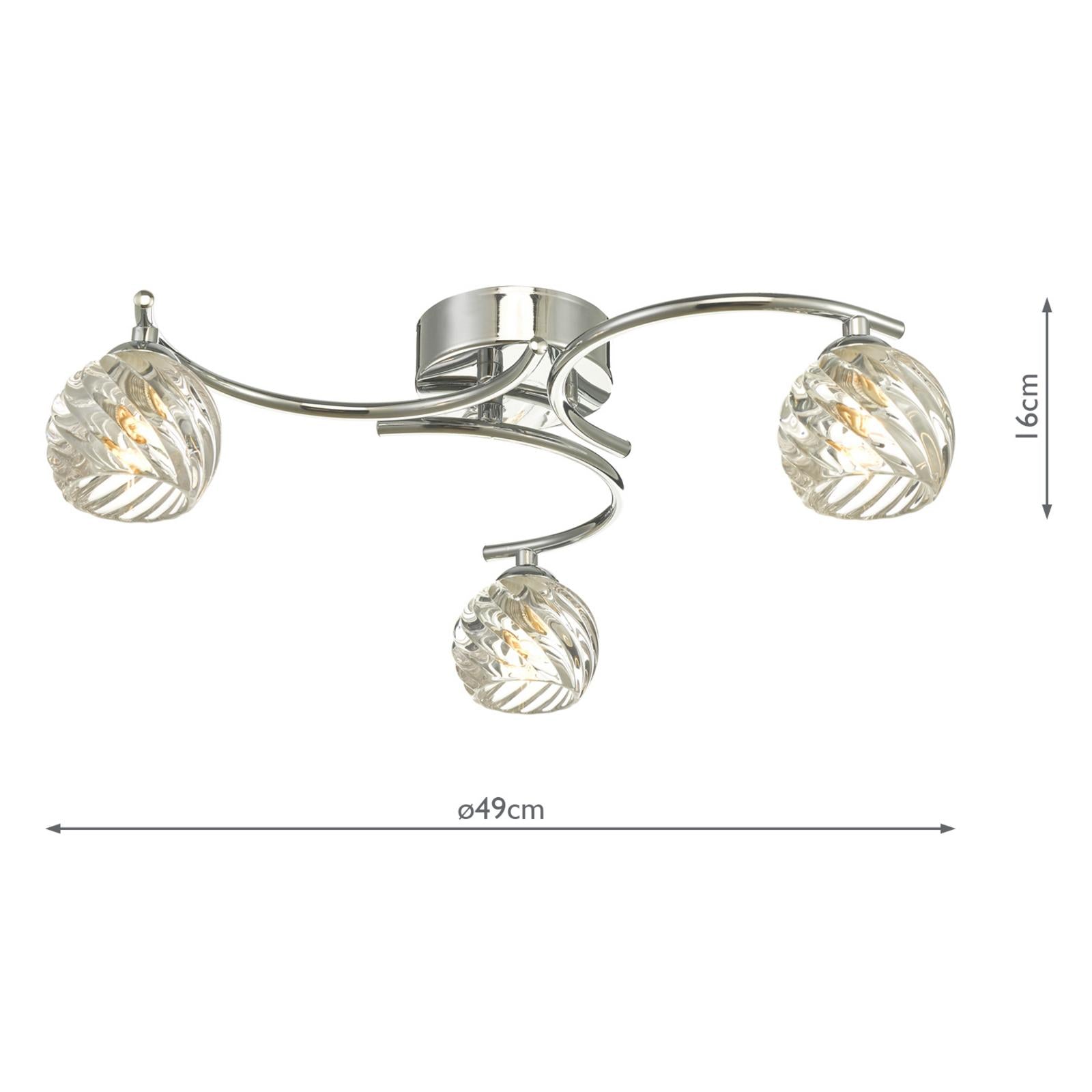 NAK5350-05 Nakita 3 Light Semi Flush Polished Chrome With Twisted Open Glass