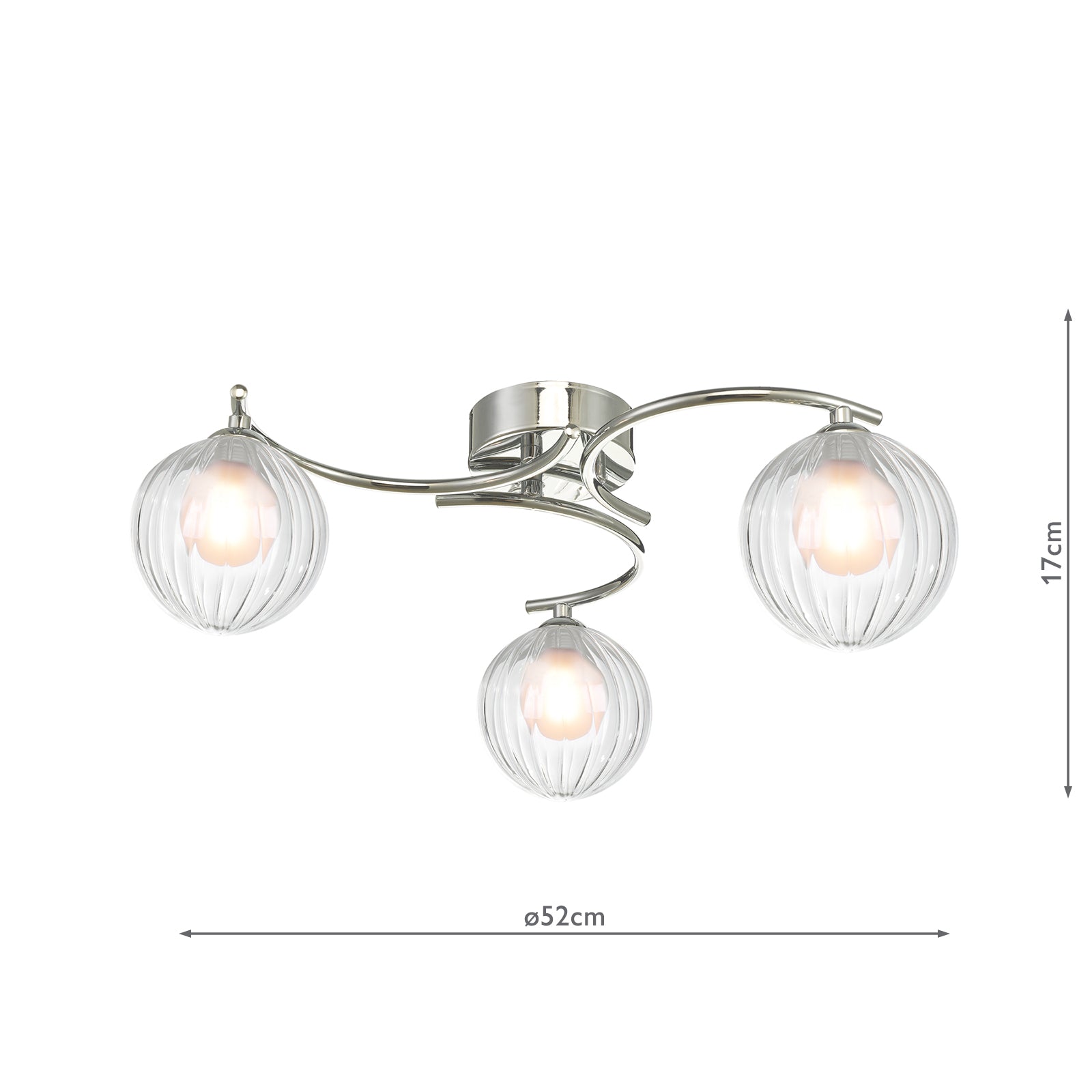 NAK5350-20 Nakita 3 Light Semi Flush Polished Chrome With Clear/Opal Glass