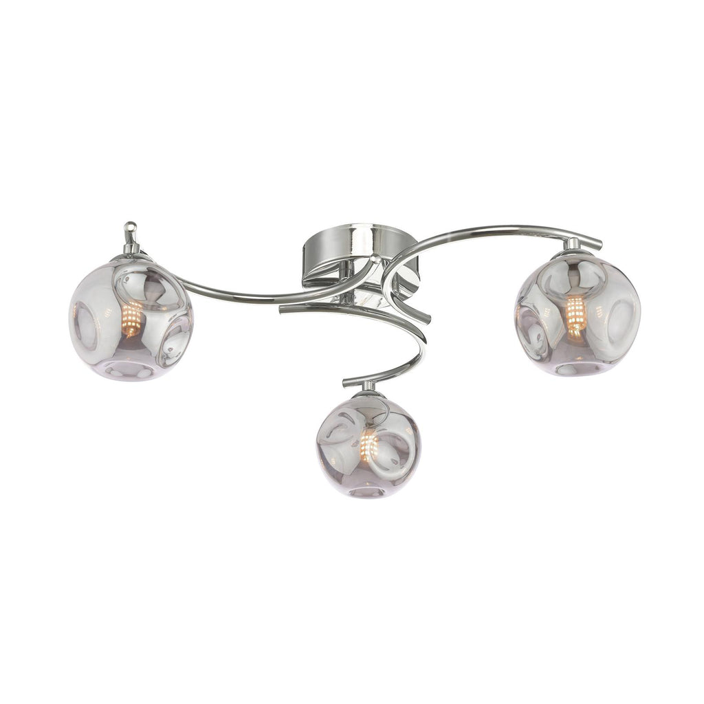 NAK5350-28 Nakita 3 Light Semi Flush Polished Chrome With Closed Organic Smoked Glass