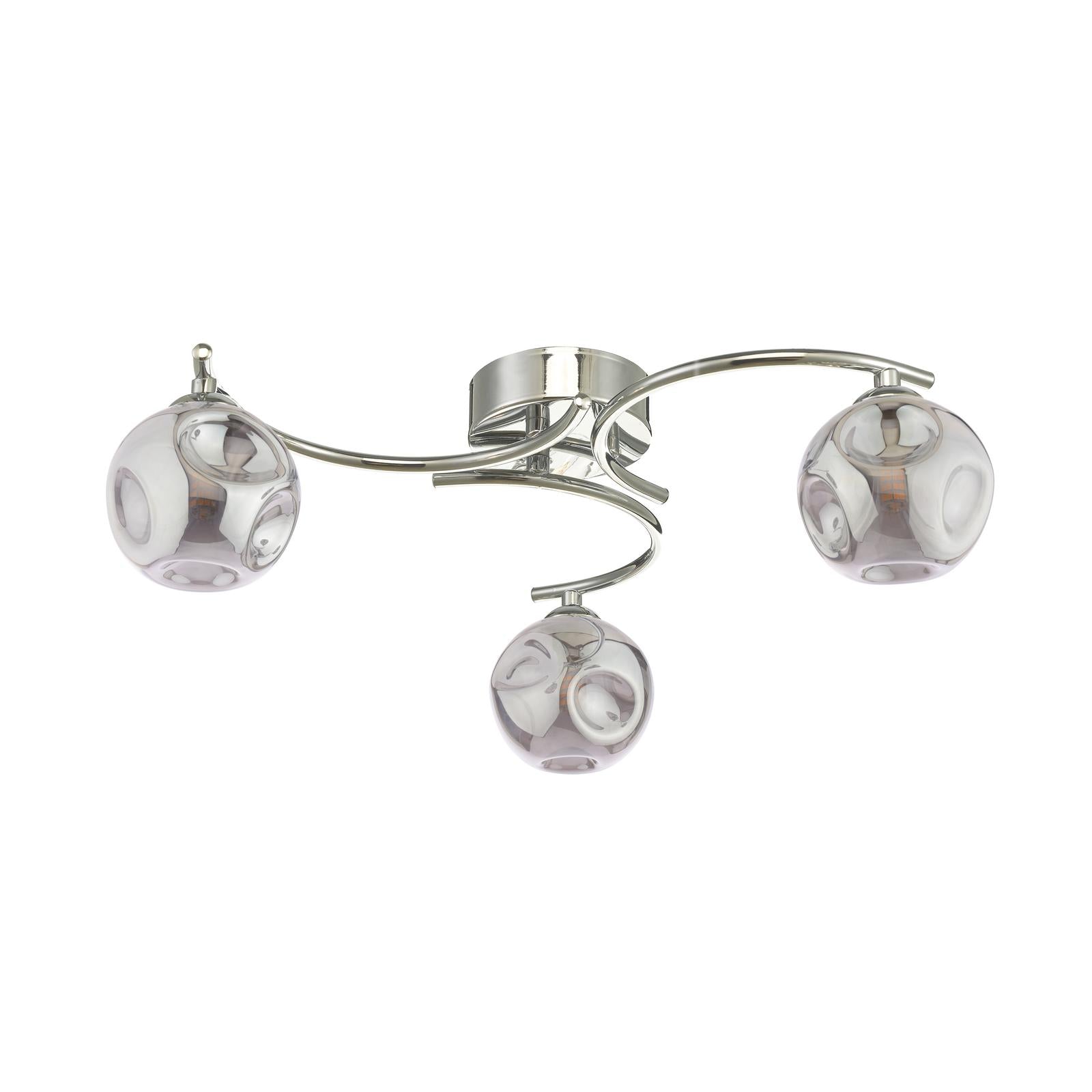 NAK5350-28 Nakita 3 Light Semi Flush Polished Chrome With Closed Organic Smoked Glass