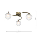 NAK5375-20 Nakita 3 Light Semi Flush Antique Brass With Clear/Opal Glass