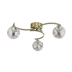 NAK5375-28 Nakita 3 Light Semi Flush Antique Brass With Closed Organic Smoked Glass