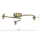 NAK5375-F Nakita 3 Light Semi-Flush Antique Brass Fitting Only (S)
