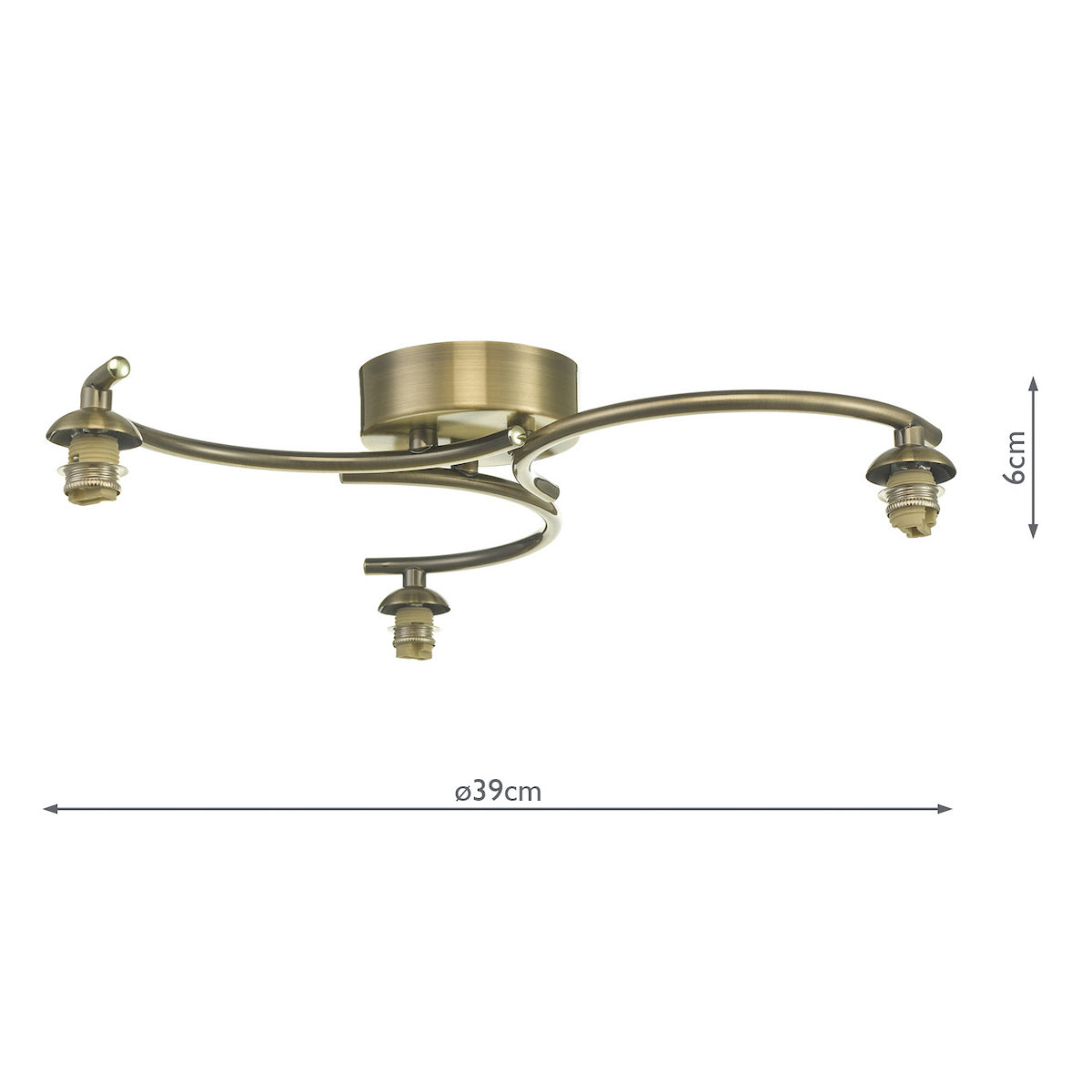 NAK5375-F Nakita 3 Light Semi-Flush Antique Brass Fitting Only (S)