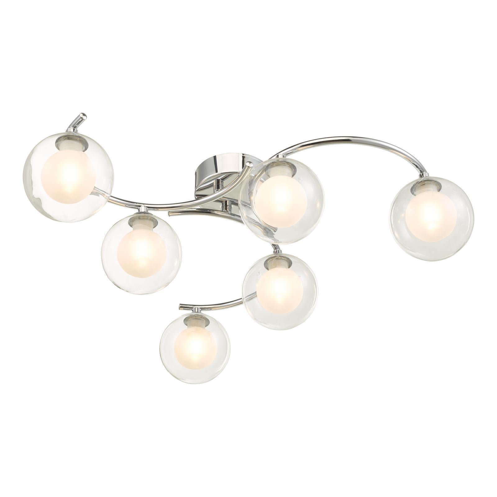 NAK6450-04 Nakita 6 Light Semi Flush Polished Chrome With Clear/Opal Glass