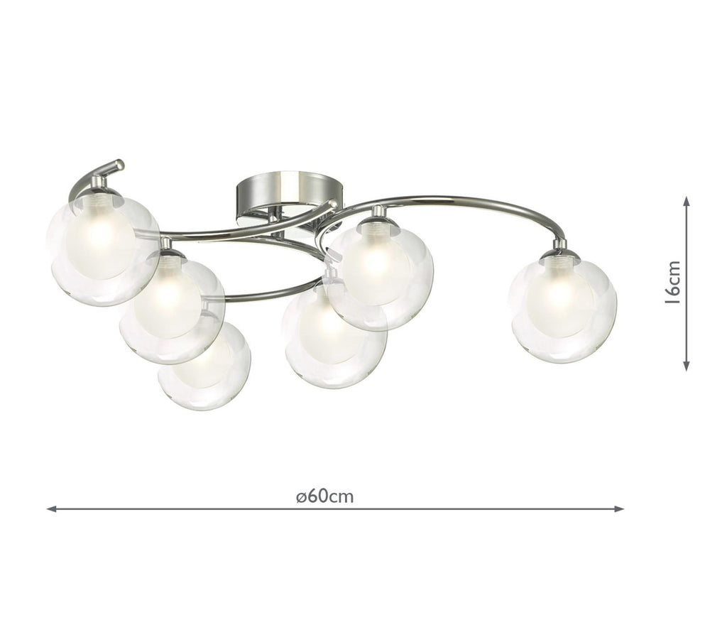 NAK6450-04 Nakita 6 Light Semi Flush Polished Chrome With Clear/Opal Glass