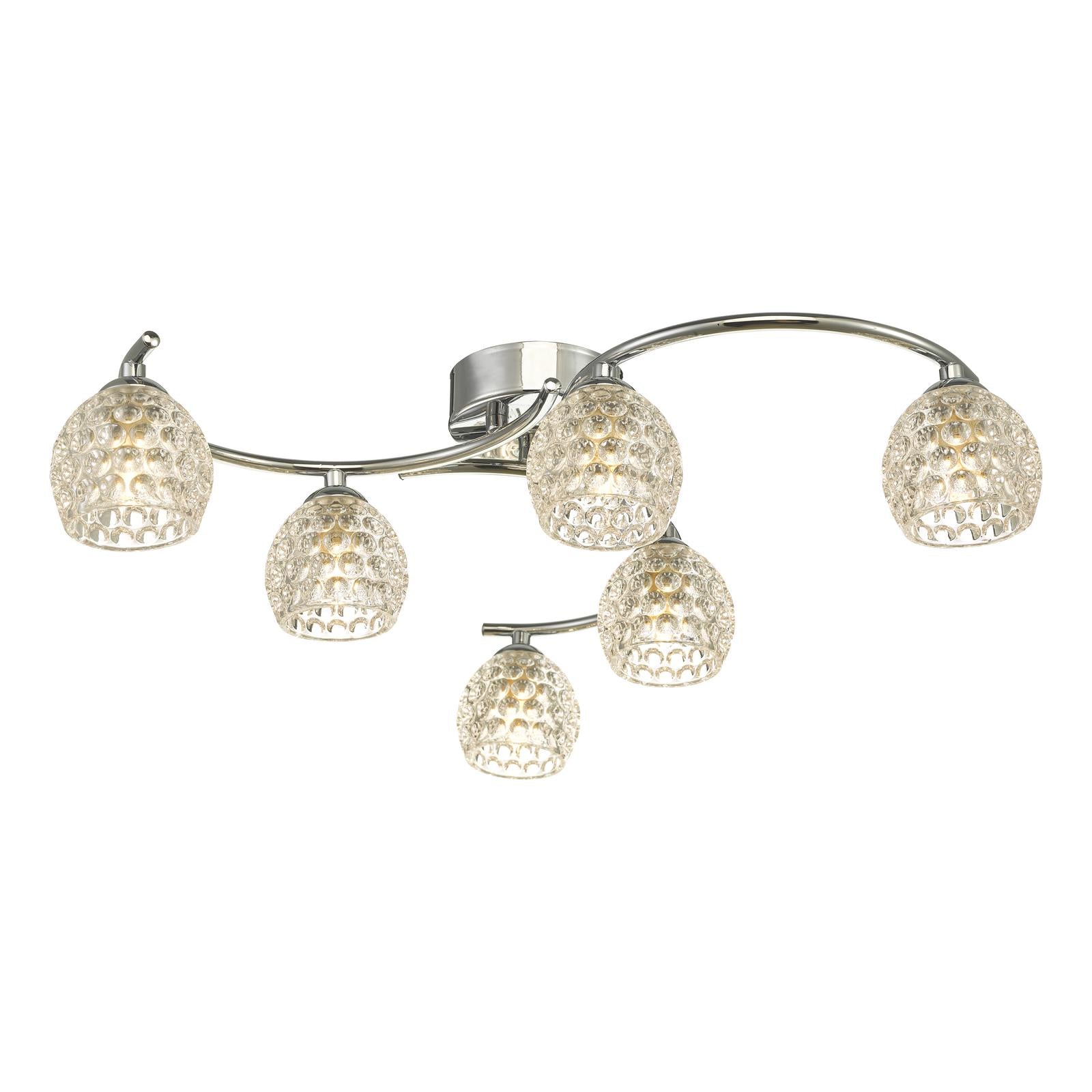 NAK6450-06 Nakita 6 Light Semi Flush Polished Chrome With Dimpled Open Glass