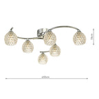 NAK6450-06 Nakita 6 Light Semi Flush Polished Chrome With Dimpled Open Glass