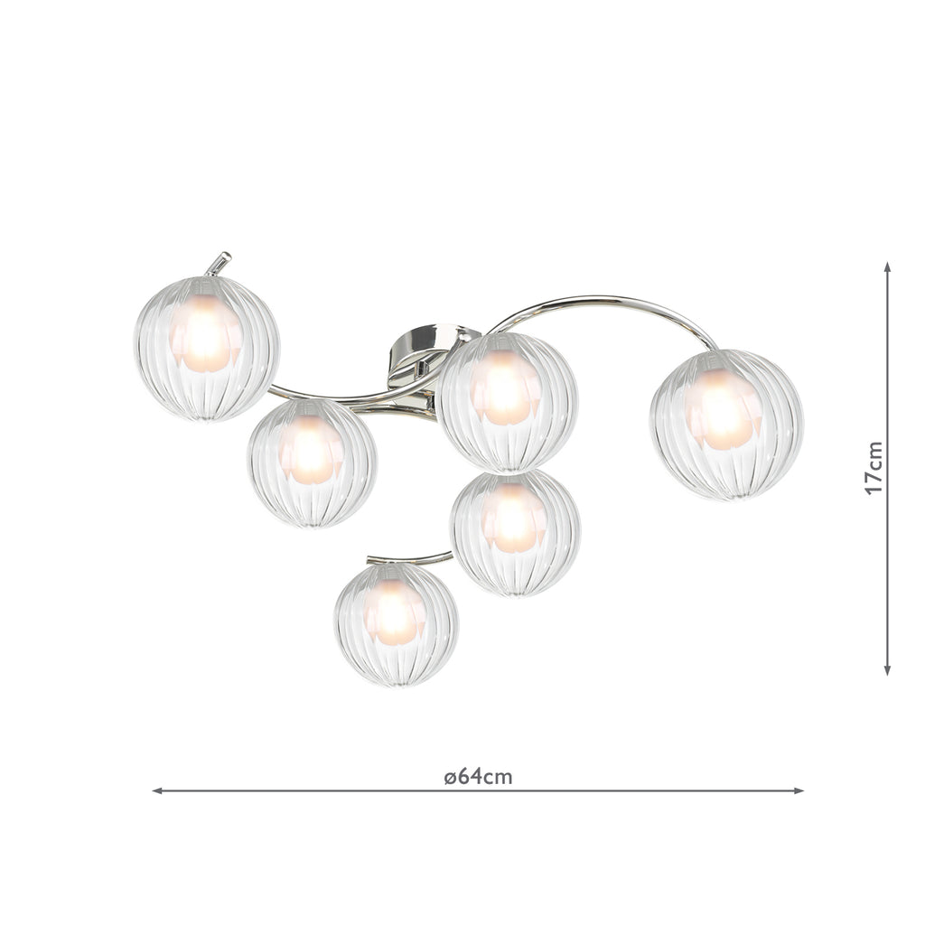 NAK6450-20 Nakita 6 Light Semi Flush Polished Chrome With Clear/Opal Glass