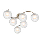 NAK6475-20 Nakita 6 Light Semi Flush Antique Brass With Clear/Opal Glass