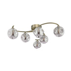NAK6475-28 Nakita 6 Light Semi Flush Antique Brass With Closed Organic Smoked Glass