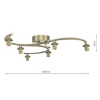 NAK6475-F Nakita 6 Light Semi-Flush Antique Brass Fitting Only (S)