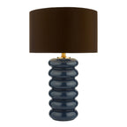 NIA4223-VOY1422 Niamh Table Lamp Blue Glass and Aged Bronze With Shade