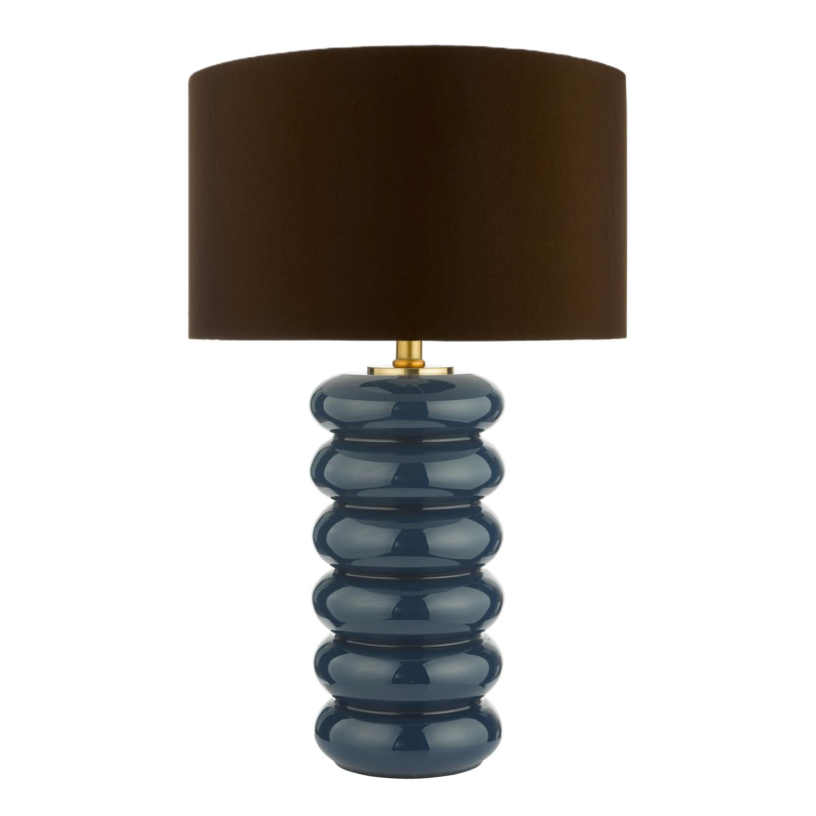 NIA4223-VOY1422 Niamh Table Lamp Blue Glass and Aged Bronze With Shade