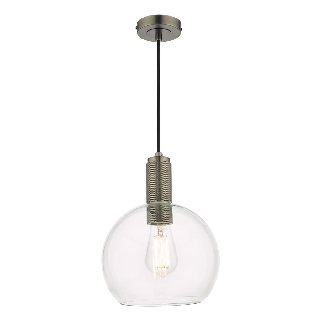 NIK0167-E03 Nikolas Pendant Antique Chrome and Glass