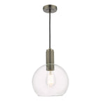 NIK0167-E03 Nikolas Pendant Antique Chrome and Glass