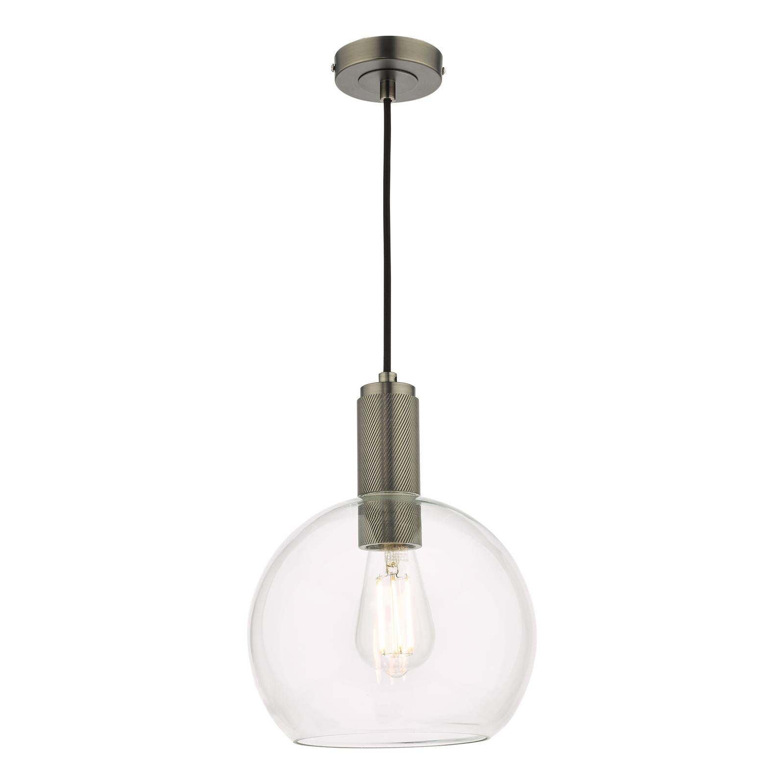 NIK0167-E03 Nikolas Pendant Antique Chrome and Glass