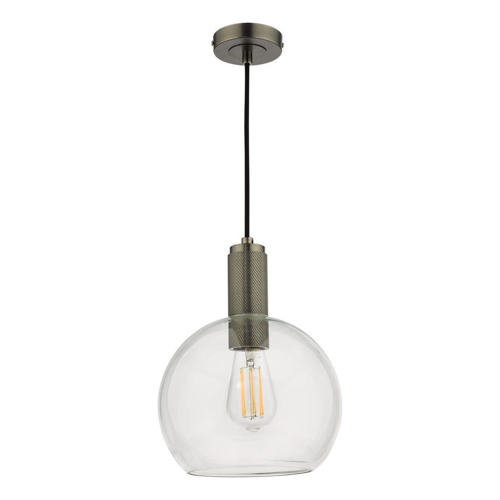 NIK0167-E03 Nikolas Pendant Antique Chrome and Glass