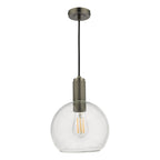 NIK0167-E03 Nikolas Pendant Antique Chrome and Glass