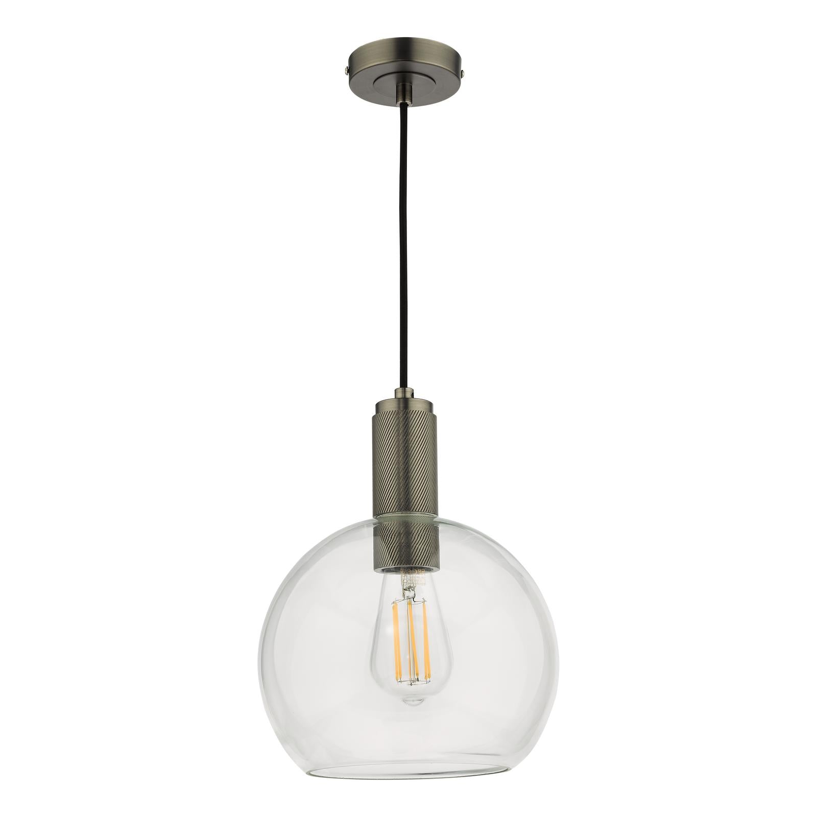 NIK0167-E03 Nikolas Pendant Antique Chrome and Glass