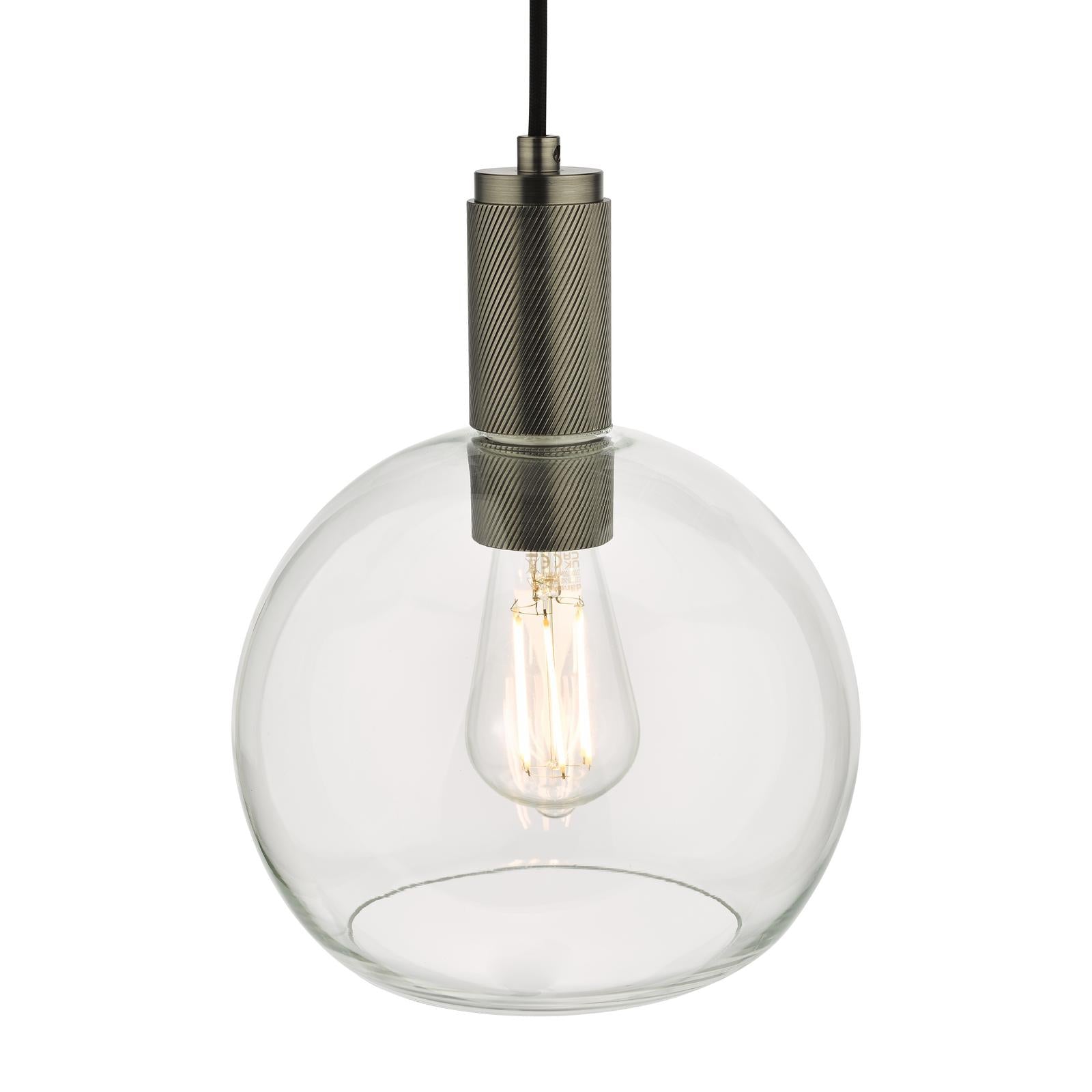 NIK0167-E03 Nikolas Pendant Antique Chrome and Glass