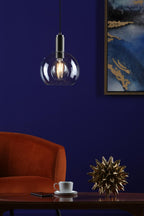 NIK0167-E03 Nikolas Pendant Antique Chrome and Glass