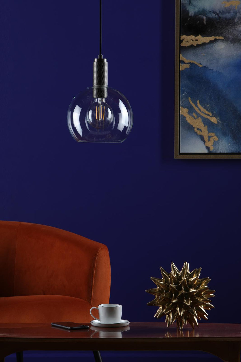 NIK0167-E03 Nikolas Pendant Antique Chrome and Glass