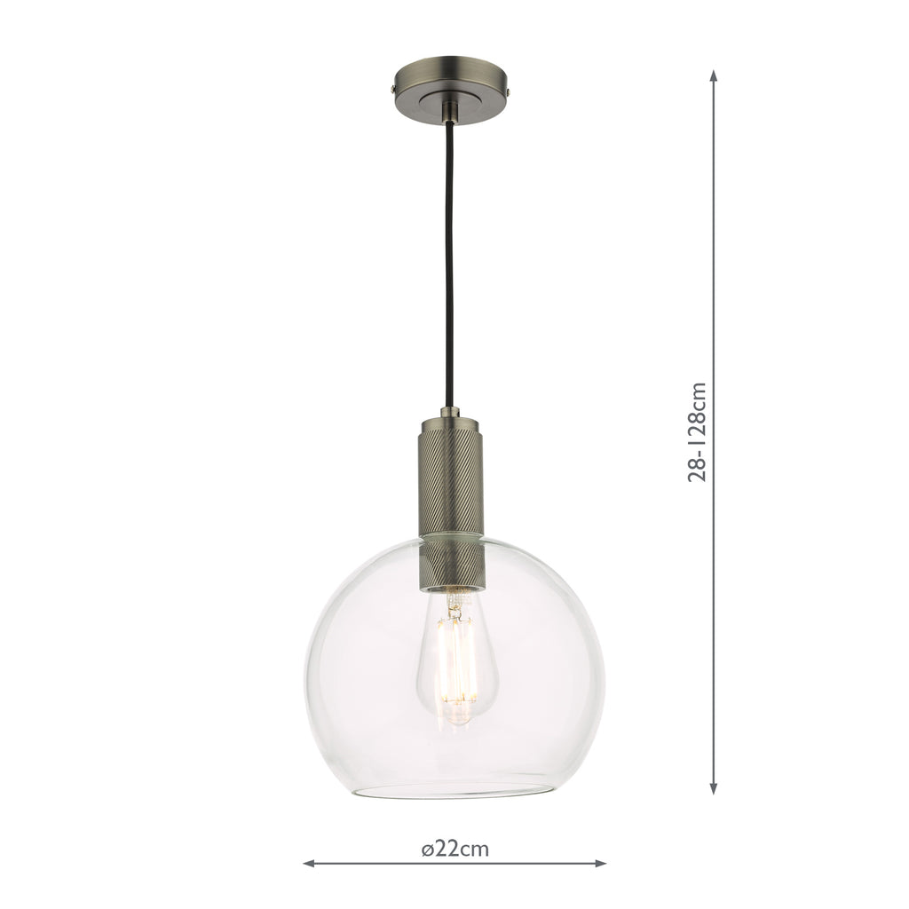 NIK0167-E03 Nikolas Pendant Antique Chrome and Glass